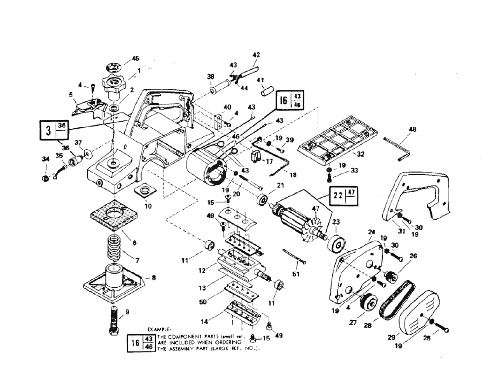 Fig-0 Diagram and Parts List for 1550 Type-2 Skil Planer Jointer
