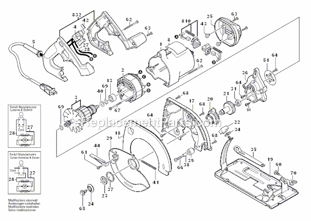 Page A Diagram and Parts List for 5176  Skil Circular Saw