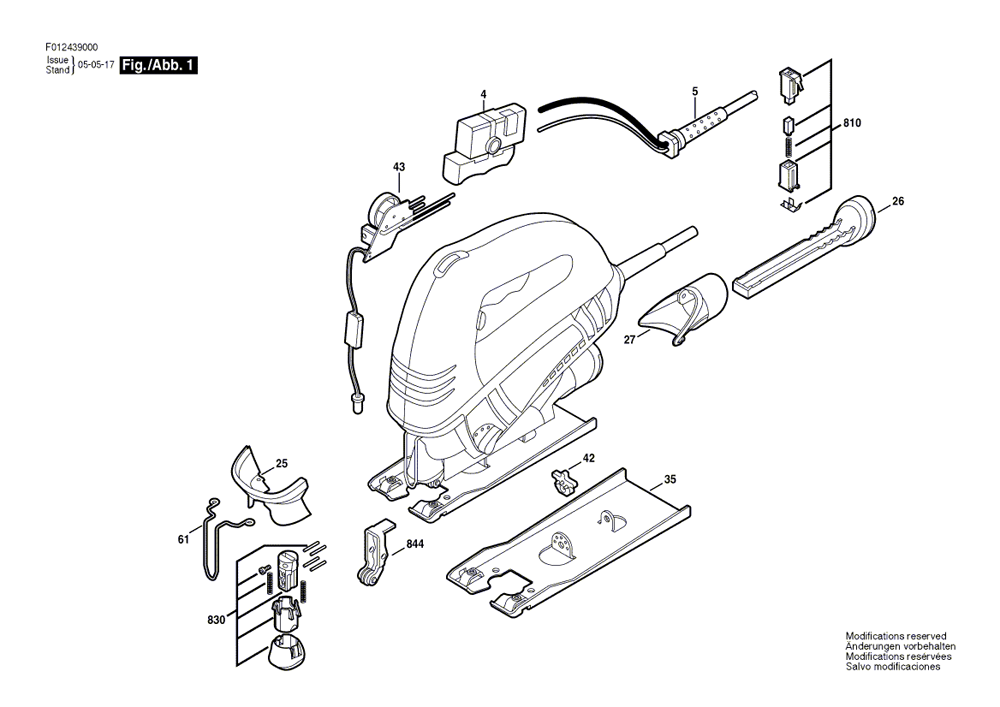 Fig-0 Diagram and Parts List for 4390-01  Skil Saw