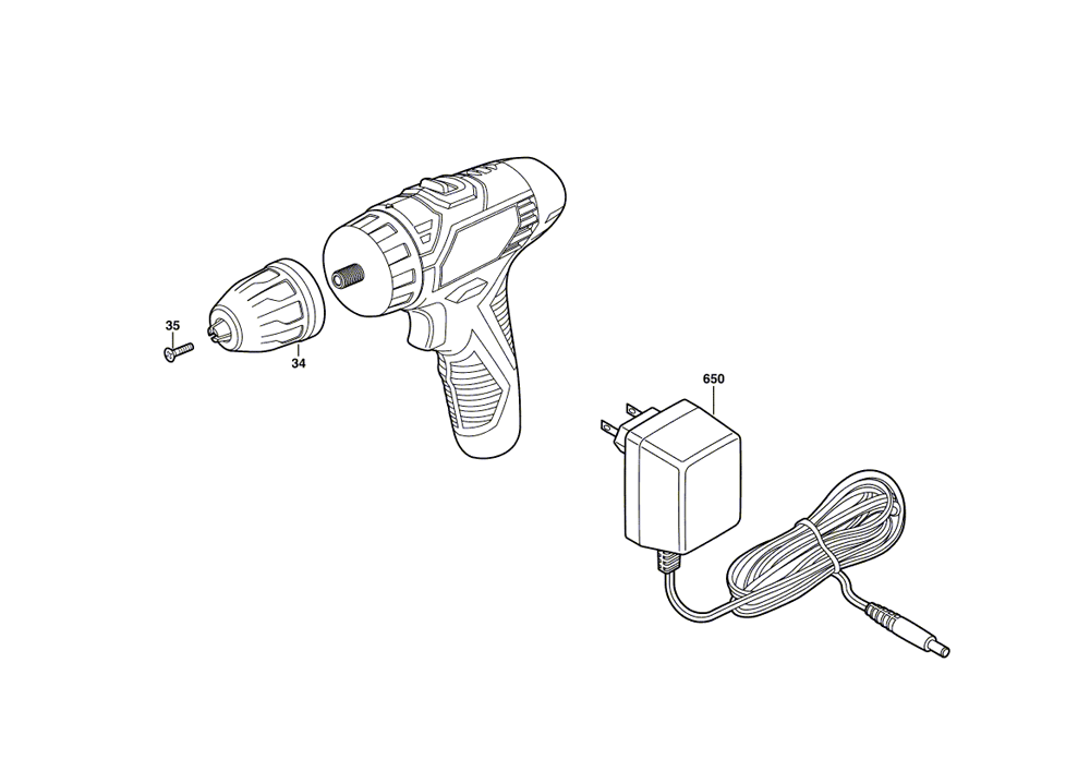 Fig-0 Diagram and Parts List for 2364-02  Skil Cordless Drill