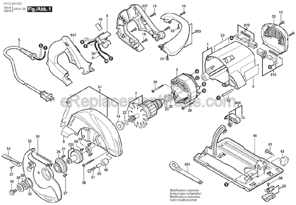 Page A Diagram and Parts List for 5650 F012560000 Skil Circular Saw