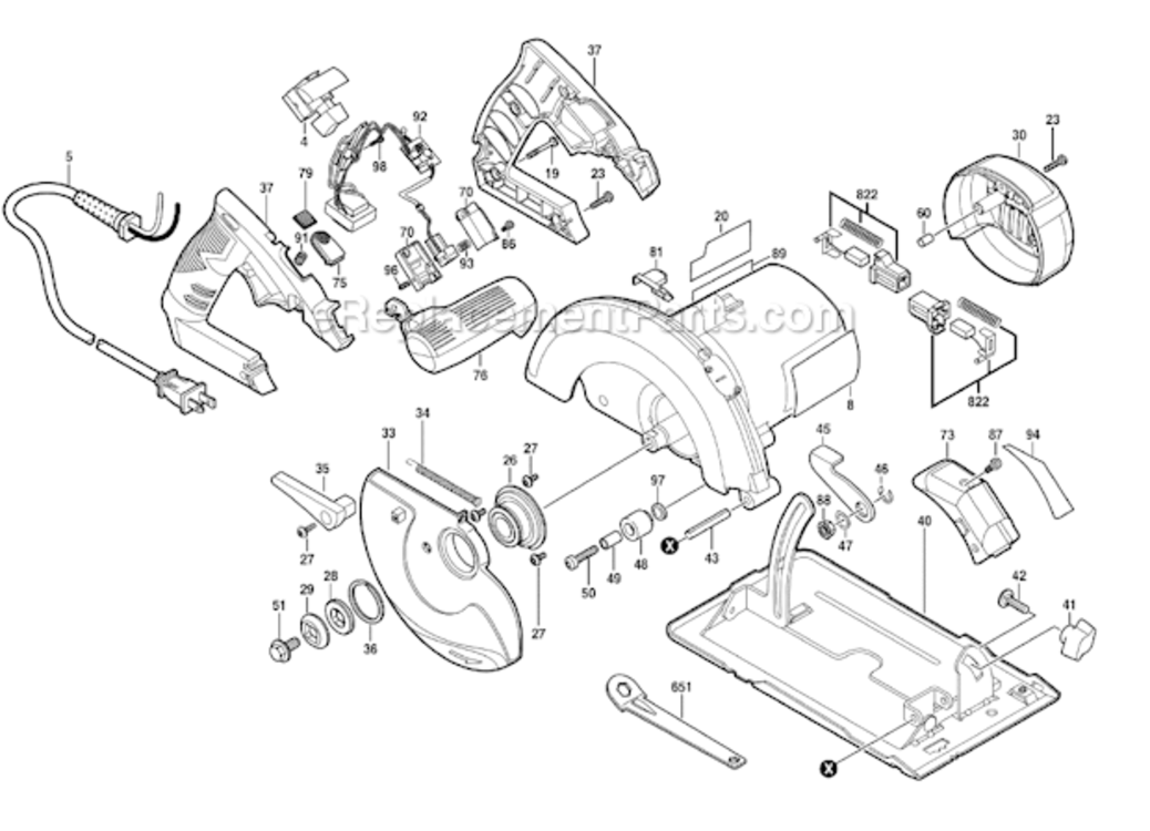 Page A Diagram and Parts List for 5780-01 F012578001 Skil Circular Saw