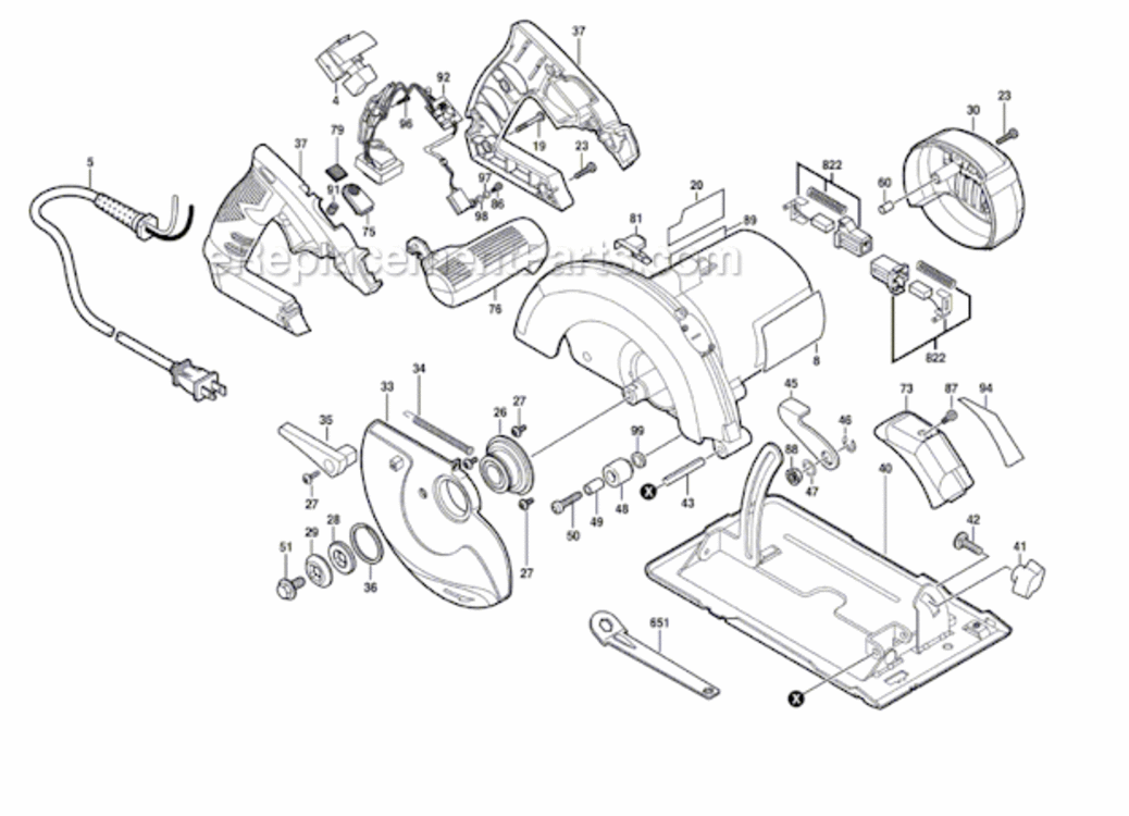 Page A Diagram and Parts List for 5780-02 F012568001 Skil Circular Saw