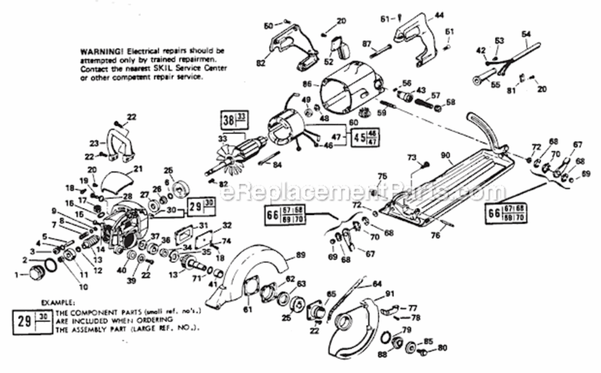 Page A Diagram and Parts List for 5865  Skil Circular Saw