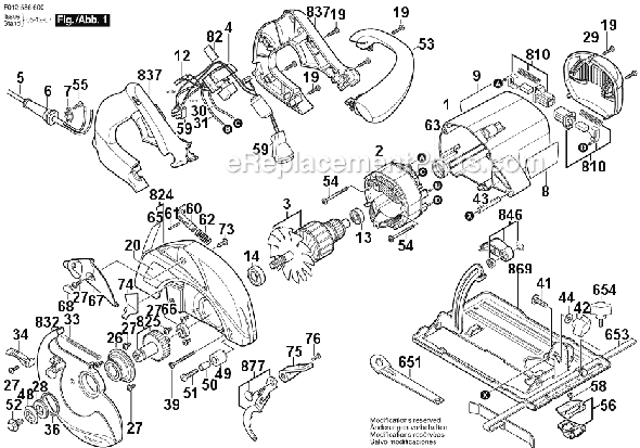 Page A Diagram and Parts List for 5866 F012586600 Skil Circular Saw