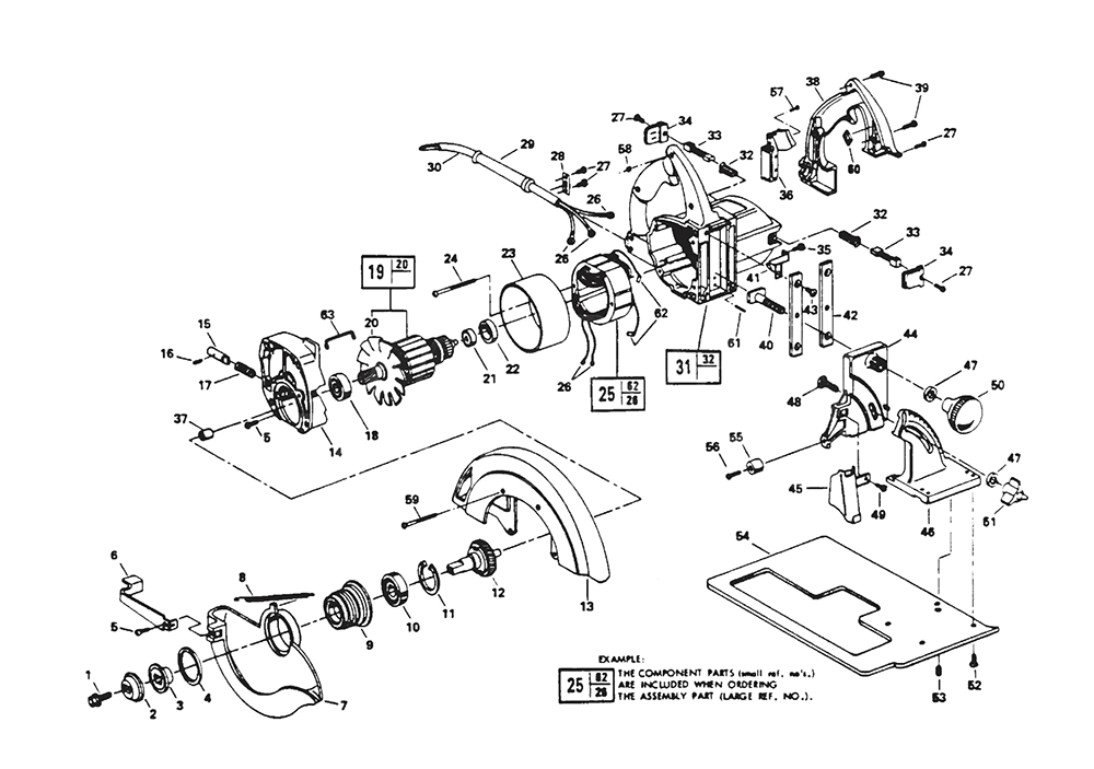 Fig-0 Diagram and Parts List for 5765 Type-1 Skil Saw