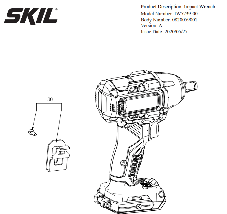 Section 1 Diagram and Parts List for IW5739-00 A Skil Hammer Drill