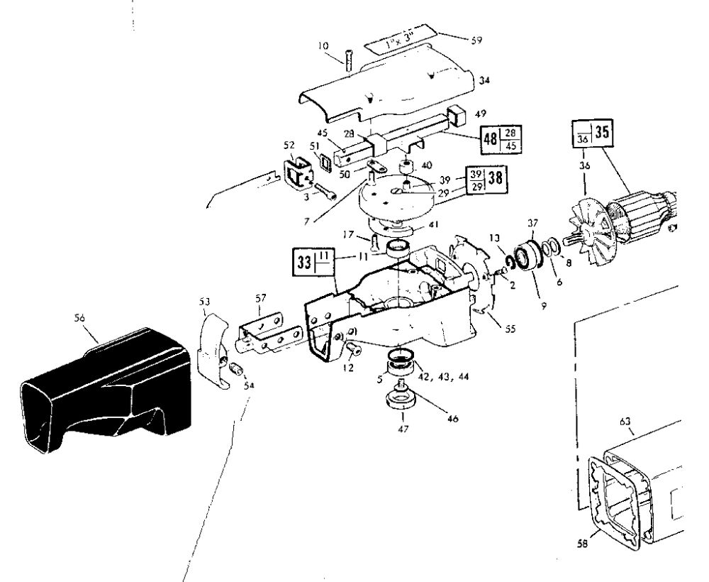 Gear Housing Assembly Diagram and Parts List for 472  Skil Reciprocating Saw