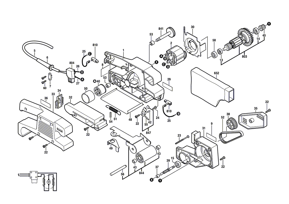 Fig-0 Diagram and Parts List for 7313-08 F012731304 Skil Sander