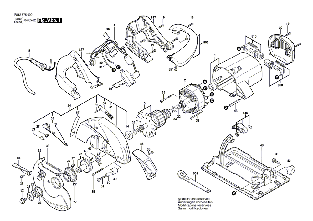 Fig-0 Diagram and Parts List for 5755-01  Skil Saw