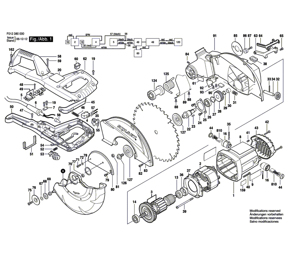 Fig-0 Diagram and Parts List for 3800-01  Skil Saw