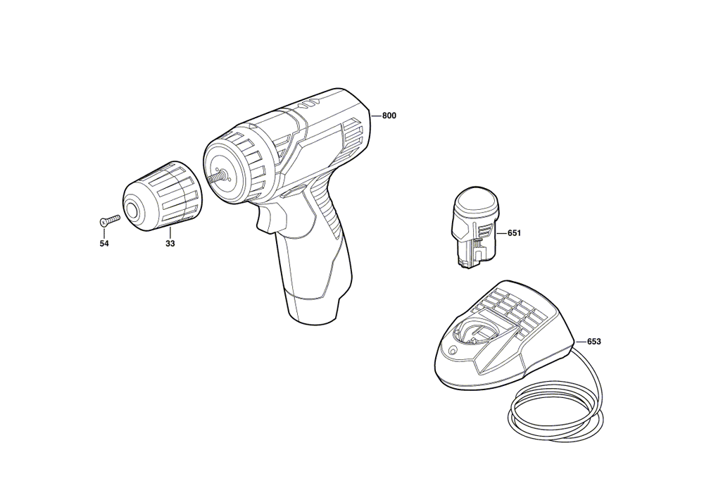 Fig-0 Diagram and Parts List for 2412-01  Skil Cordless Drill