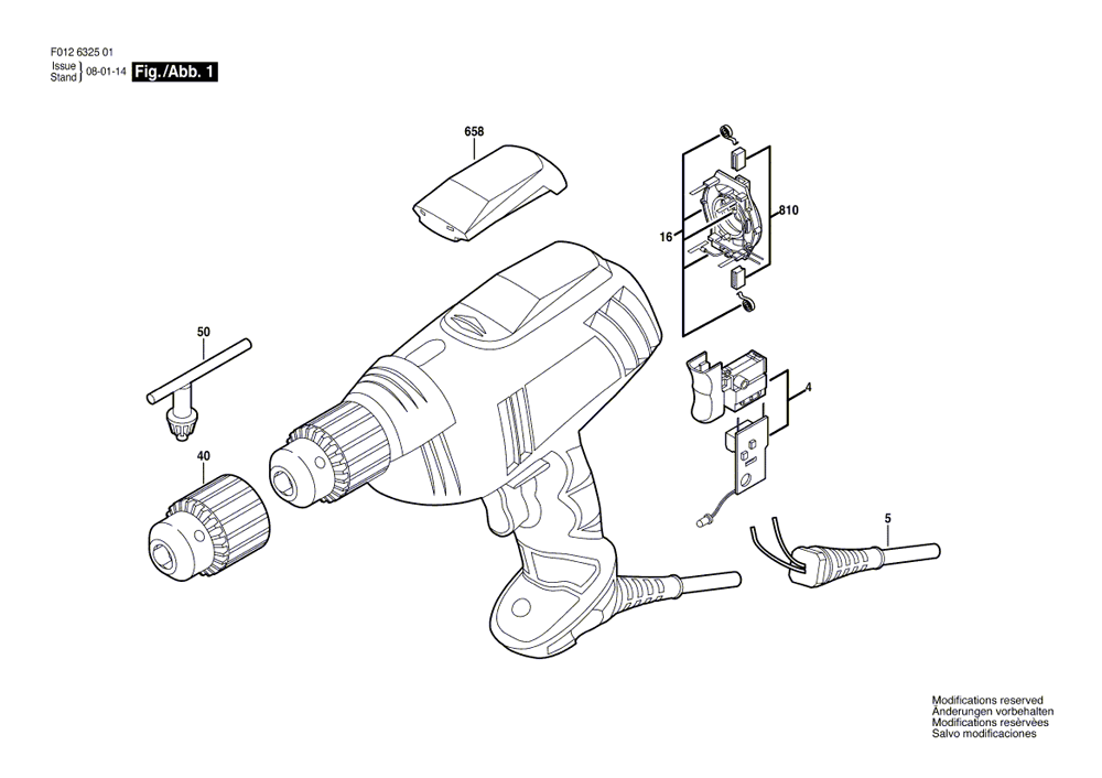 Fig-0 Diagram and Parts List for 6325-01  Skil Drill