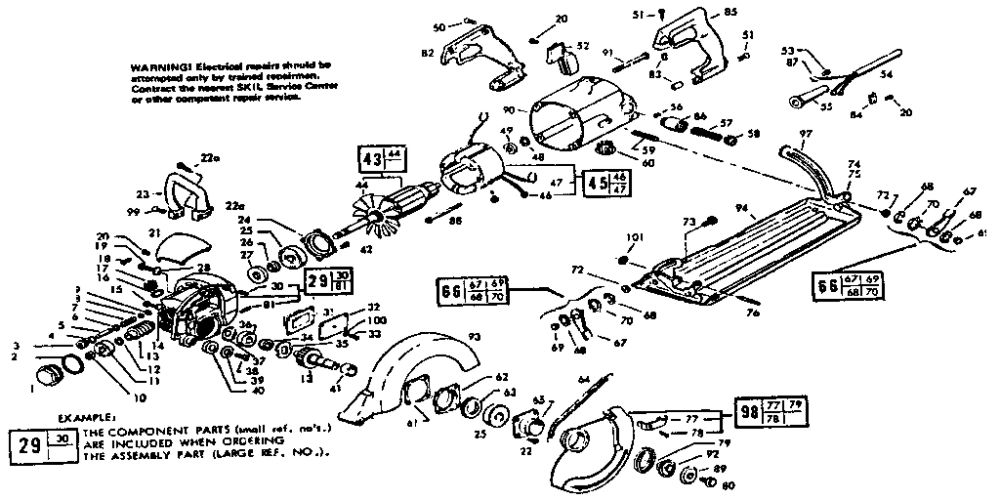 Unit Parts Diagram and Parts List for 367 Type 7 Skil Circular Saw