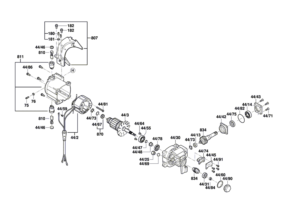 Fig-0 Diagram and Parts List for SPT70WT-MOTOR-UNIT  Skil Saw