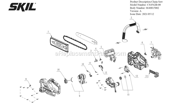 Page A Diagram and Parts List for CS4562B-00 A Skil Saw