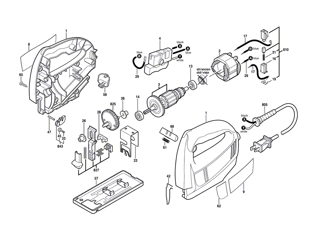 Fig-0 Diagram and Parts List for 4280-01 F012428000 Skil Saw