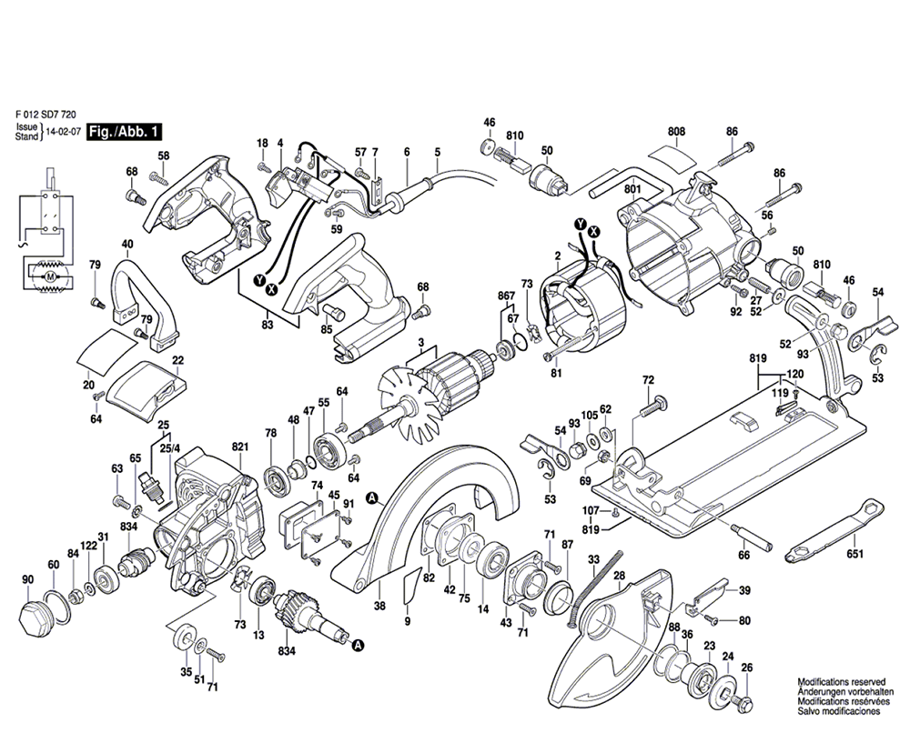 Fig-0 Diagram and Parts List for SHD77-73  Skil Saw
