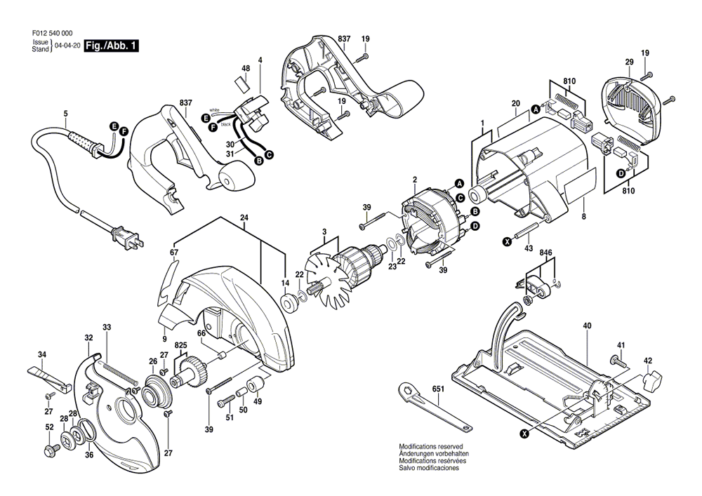 Fig-0 Diagram and Parts List for 5400-01  Skil Saw