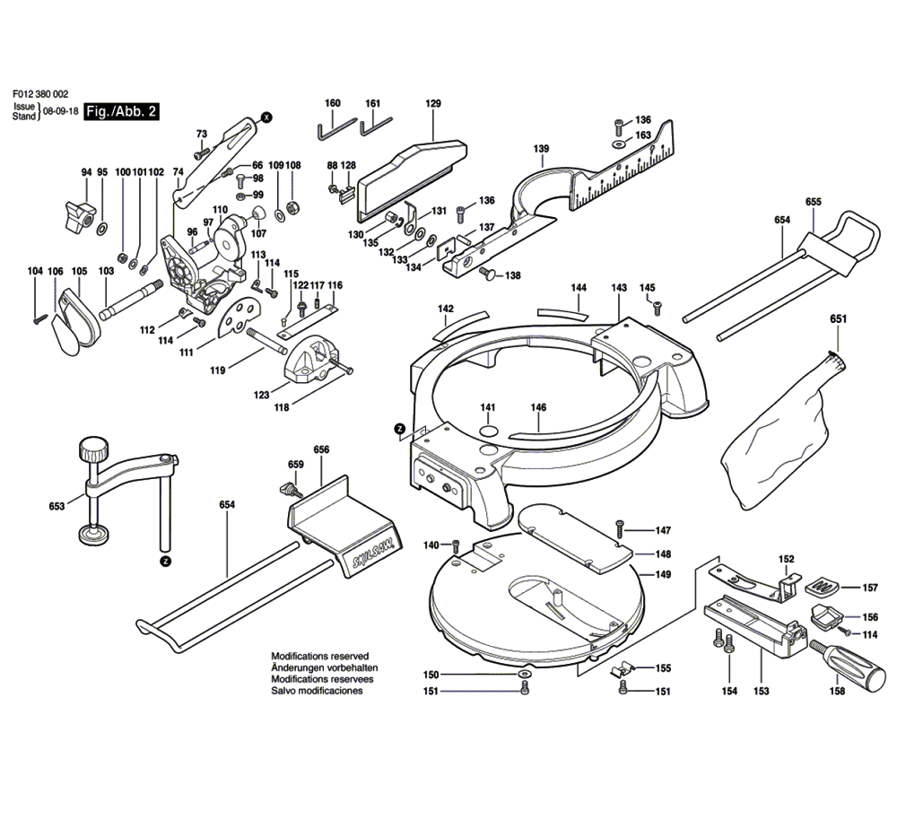Fig-1 Diagram and Parts List for 3800-02  Skil Saw