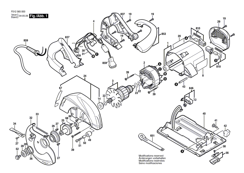 Fig-0 Diagram and Parts List for 5650-01  Skil Saw