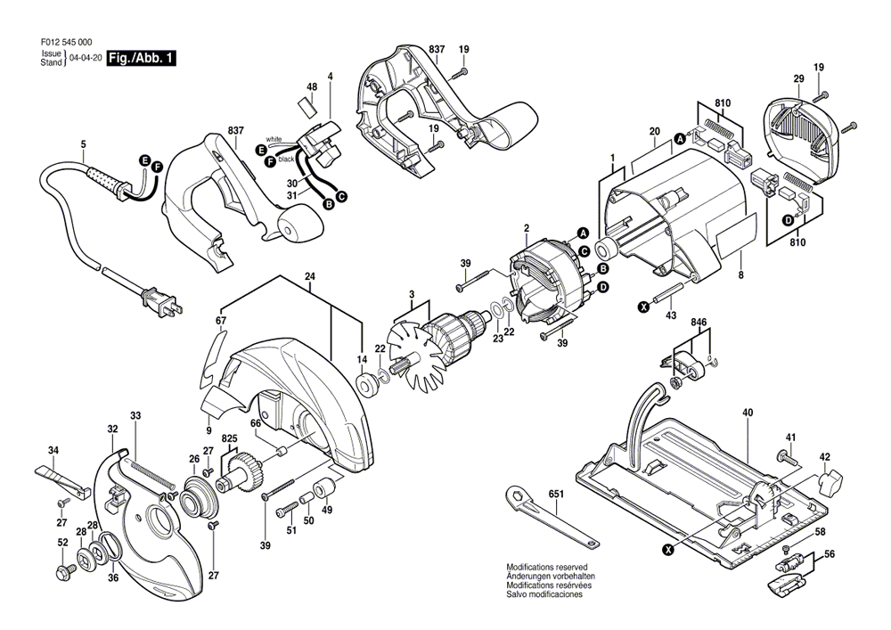 Fig-0 Diagram and Parts List for 5450-01  Skil Saw