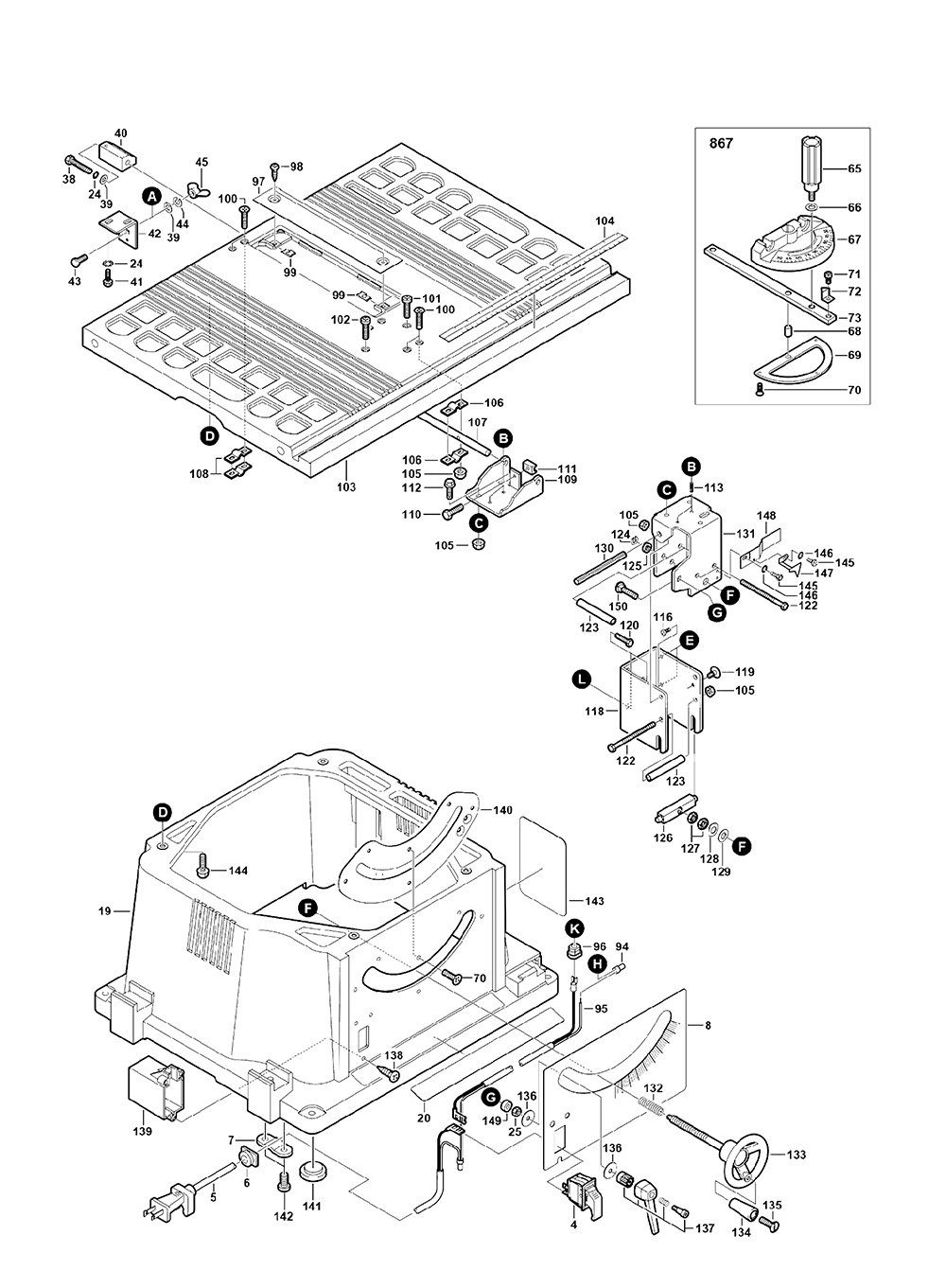 Fig-0 Diagram and Parts List for 80093  Skil Saw