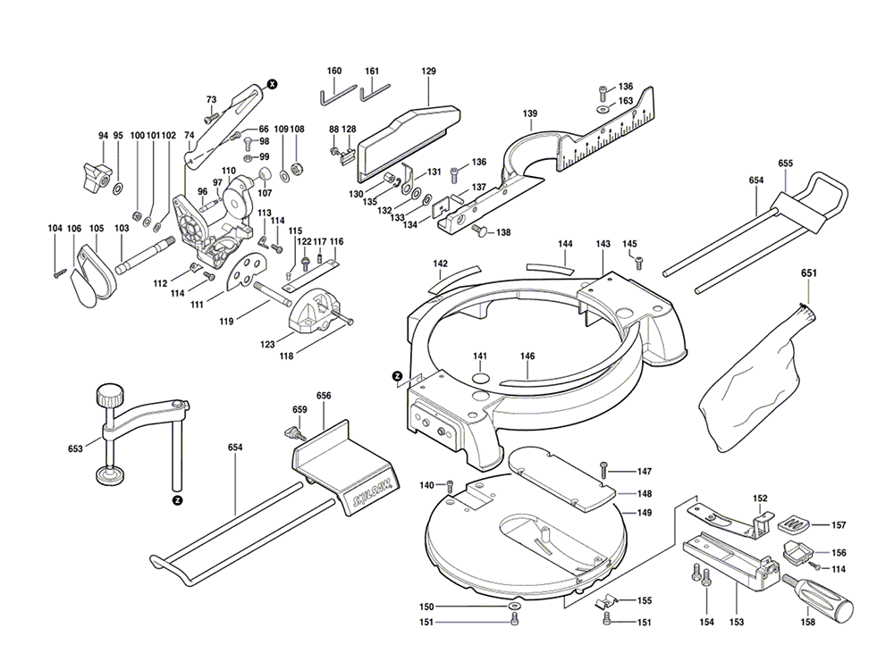 Fig-1 Diagram and Parts List for 3800-02 F012380002 Skil Saw