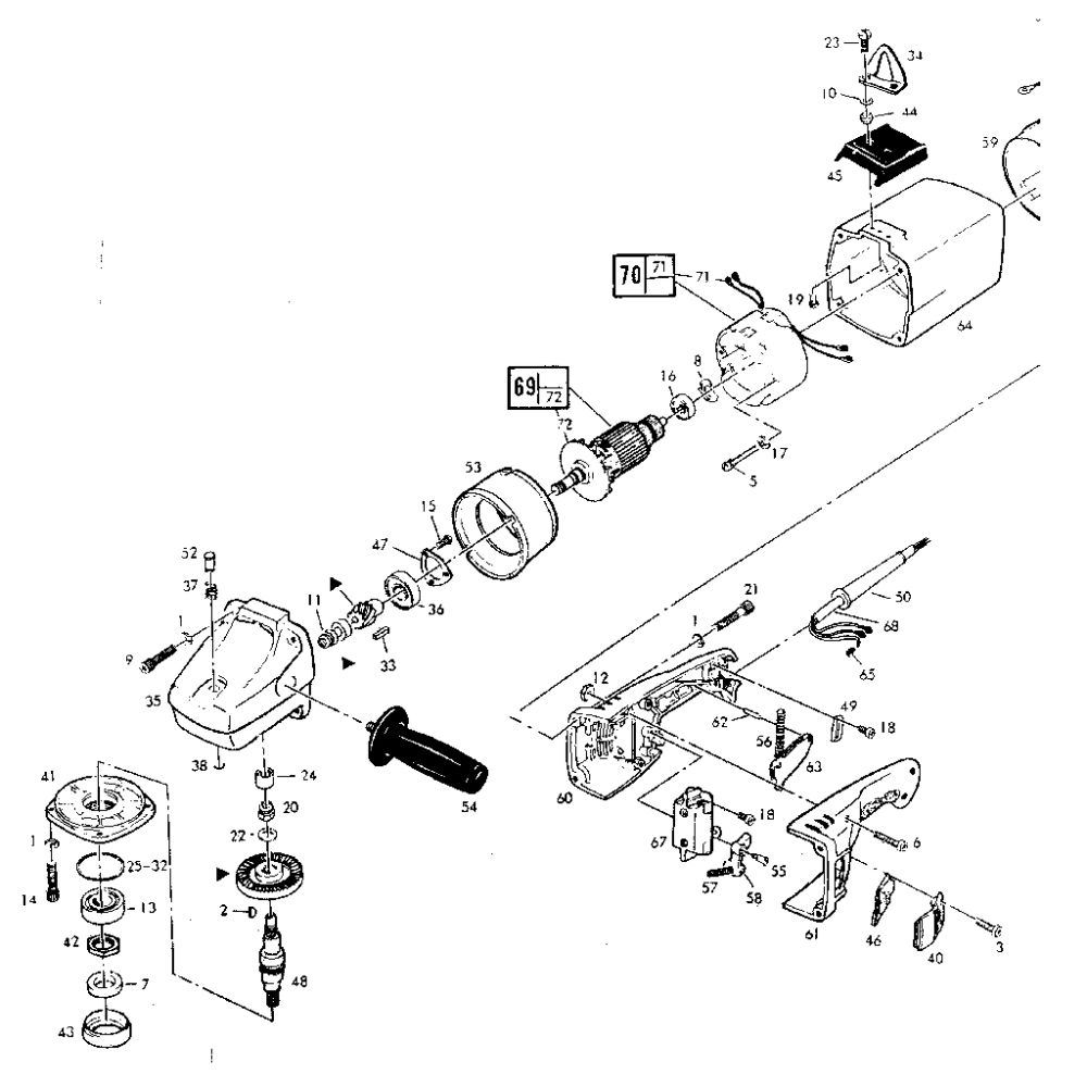 Armature Assembly Diagram and Parts List for 987  Skil Accessories