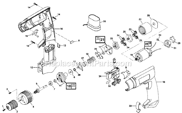 Page A Diagram and Parts List for 2375 TYPE 1 F012237500 Skil Cordless Drill