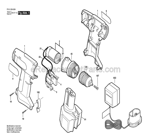 Page A Diagram and Parts List for 23800A F01223800A Skil Cordless Drill