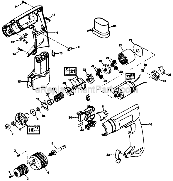 Page A Diagram and Parts List for 2475 TYPE 1 F012247502 Skil Cordless Drill