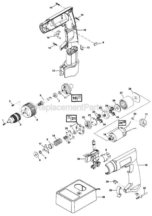 Page A Diagram and Parts List for 2535 TYPE 2 F012253599 Skil Cordless Drill