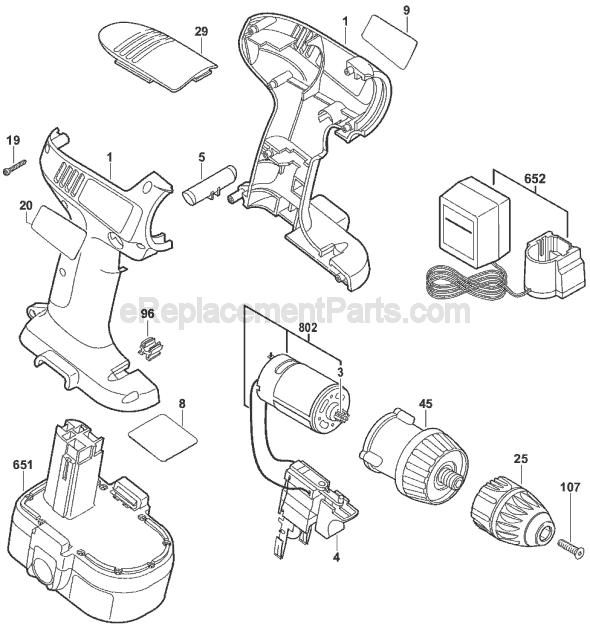 Page A Diagram and Parts List for 2565 F012256500 Skil Cordless Drill