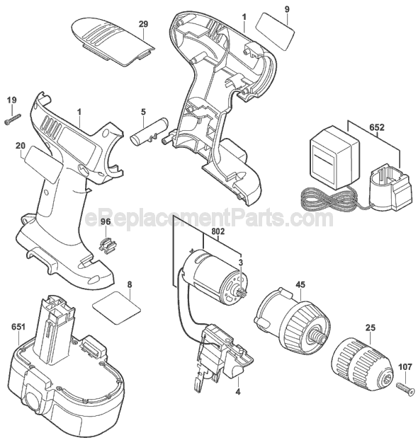 Page A Diagram and Parts List for 2568 F012256800 Skil Cordless Drill