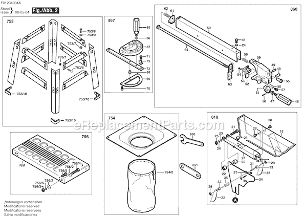 Page B Diagram and Parts List for 3400A F01234004A Skil Table Saw