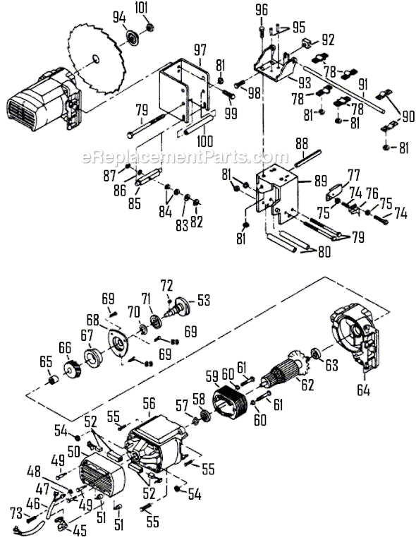 Page B Diagram and Parts List for 3400 TYPE 1 F012340099 Skil Table Saw