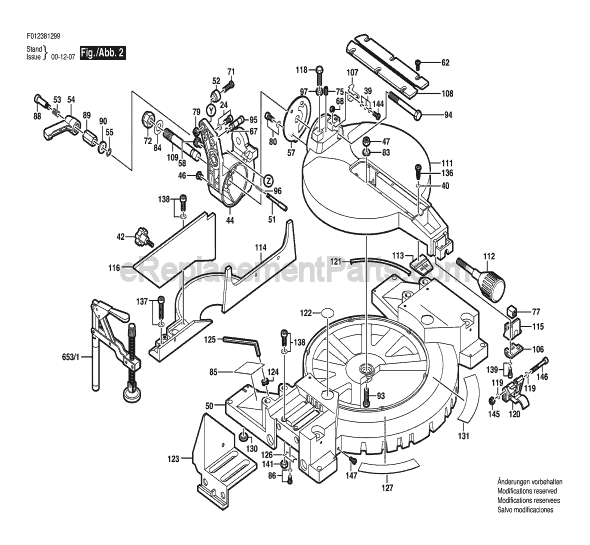 Page A Diagram and Parts List for HD3812 TYPE 1 F012381299 Skil Miter Saw