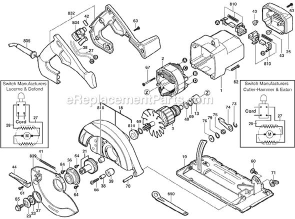 Page A Diagram and Parts List for 5150 TYPE 1 F012515000 Skil Circular Saw
