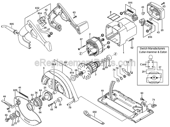 Page A Diagram and Parts List for 5155 F012515001 Skil Circular Saw