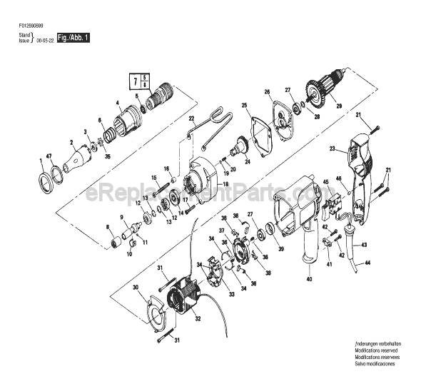 Page A Diagram and Parts List for 6906 TYPE 2 F012690699 Skil Electric Drill