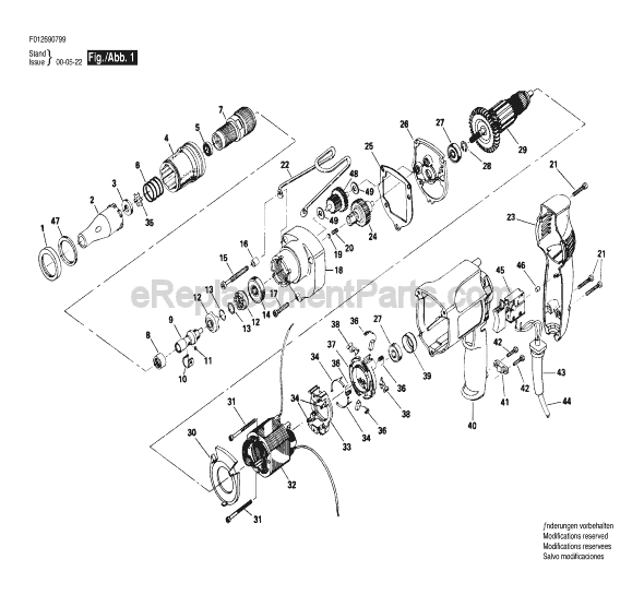 Page A Diagram and Parts List for 6907 TYPE 2 F012690799 Skil Electric Drill