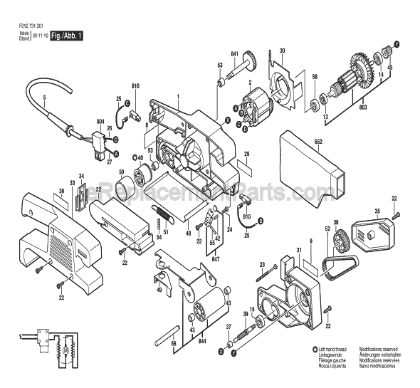 Page A Diagram and Parts List for 7313 F012731301 Skil Sander Polisher