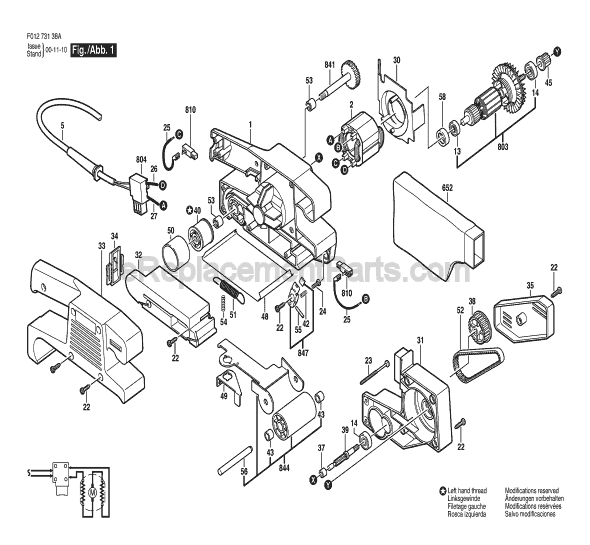Page A Diagram and Parts List for 7313 TYPE 4 F01273138A Skil Sander Polisher