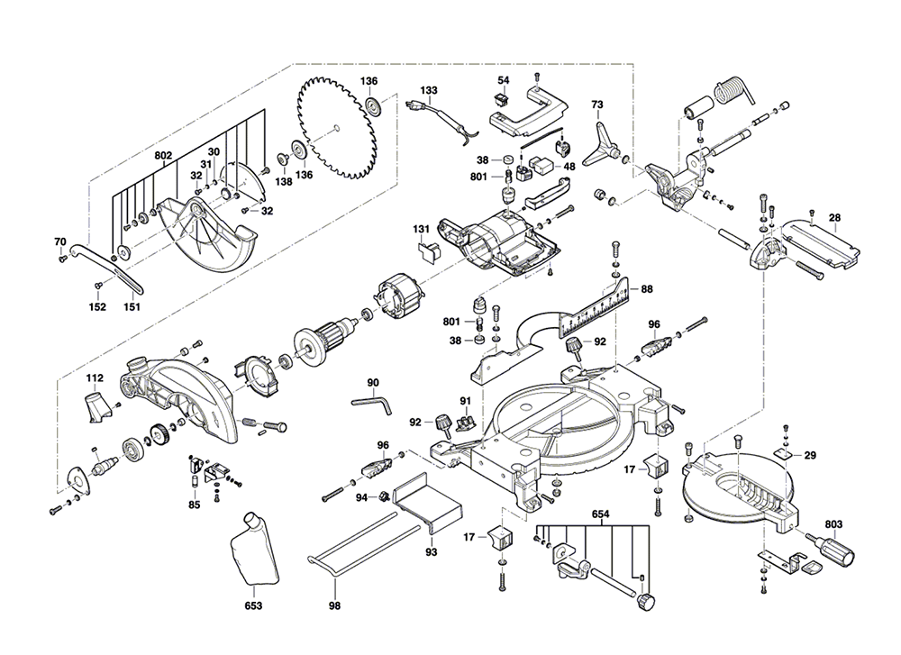 Fig-0 Diagram and Parts List for 3317-01 F012331700 Skil Saw