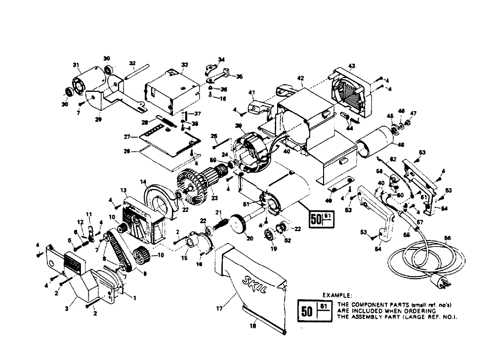 Fig-0 Diagram and Parts List for 7845 Type-1 Skil Sander
