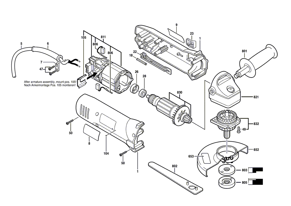 Fig-0 Diagram and Parts List for 9325-01 F012932500 Skil Grinder