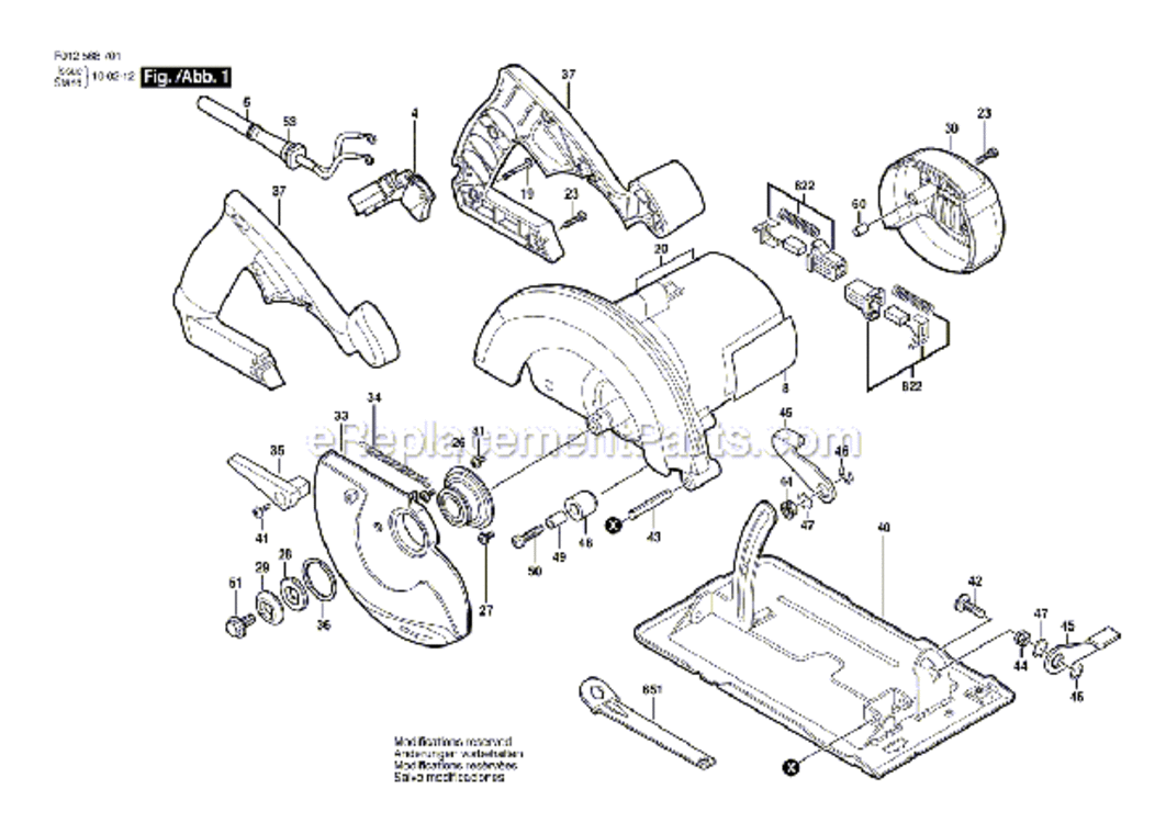 Page A Diagram and Parts List for HD5687M  Skil Circular Saw