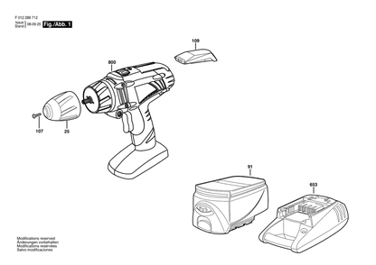 Fig-0 Diagram and Parts List for 2887-05  Skil Cordless Drill