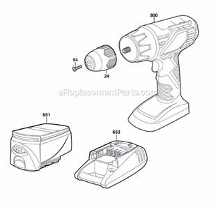 Page A Diagram and Parts List for 2860-03 F012286000 Skil Cordless Drill